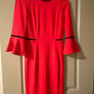 Elegant Pink Flare Sleeve Dress